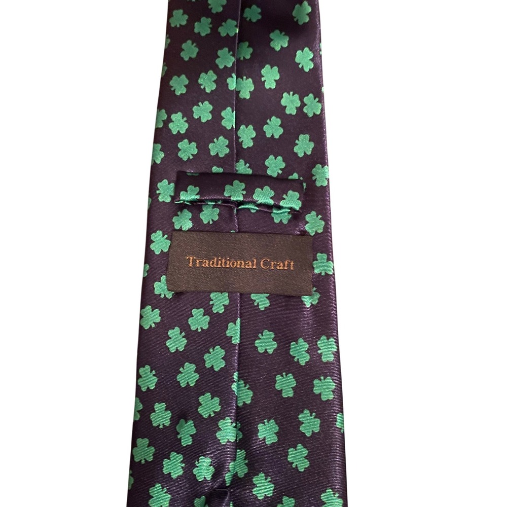 Traditional Craft Mens Navy‎ Blue Green Shamrock Clover St Patricks Day Tie